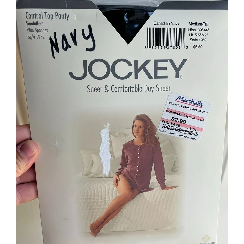 Vintage 2000 Jockey NEW Womens Navy Control‎ Top Pantyhose in Medium Tall